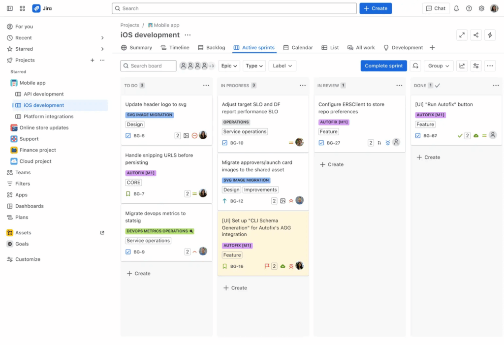 Jira interface.