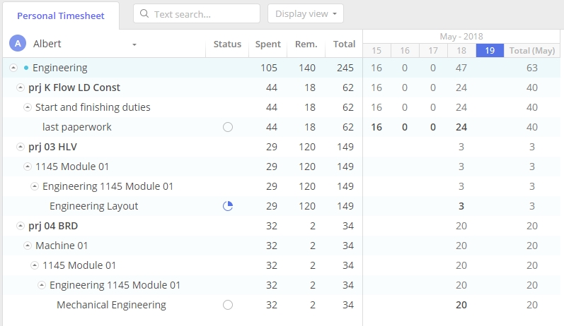 Timesheet feature