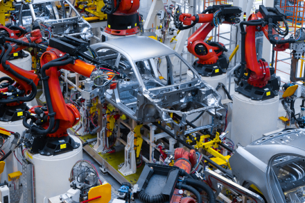 assembly-line-production-new-car-automated-welding-car-body-production-line-robotic-arm-car-production-line-is-working 1