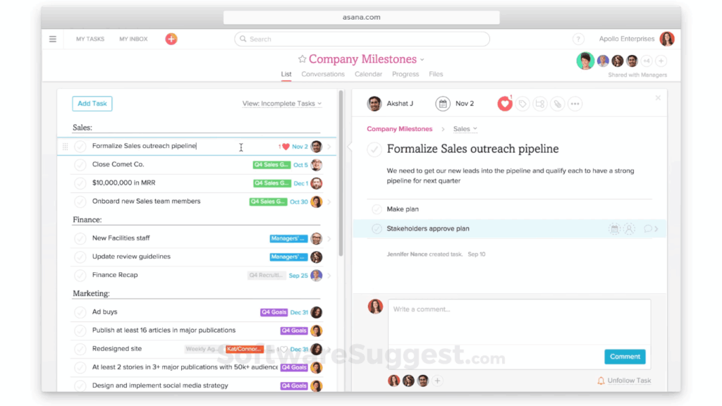 Asana screenshot