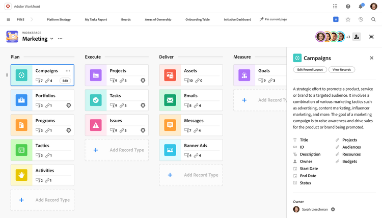 Adobe Workfront interface screenshot