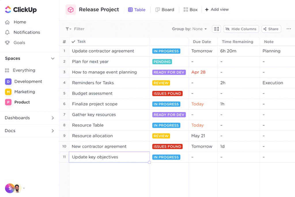 ClickUp interface.