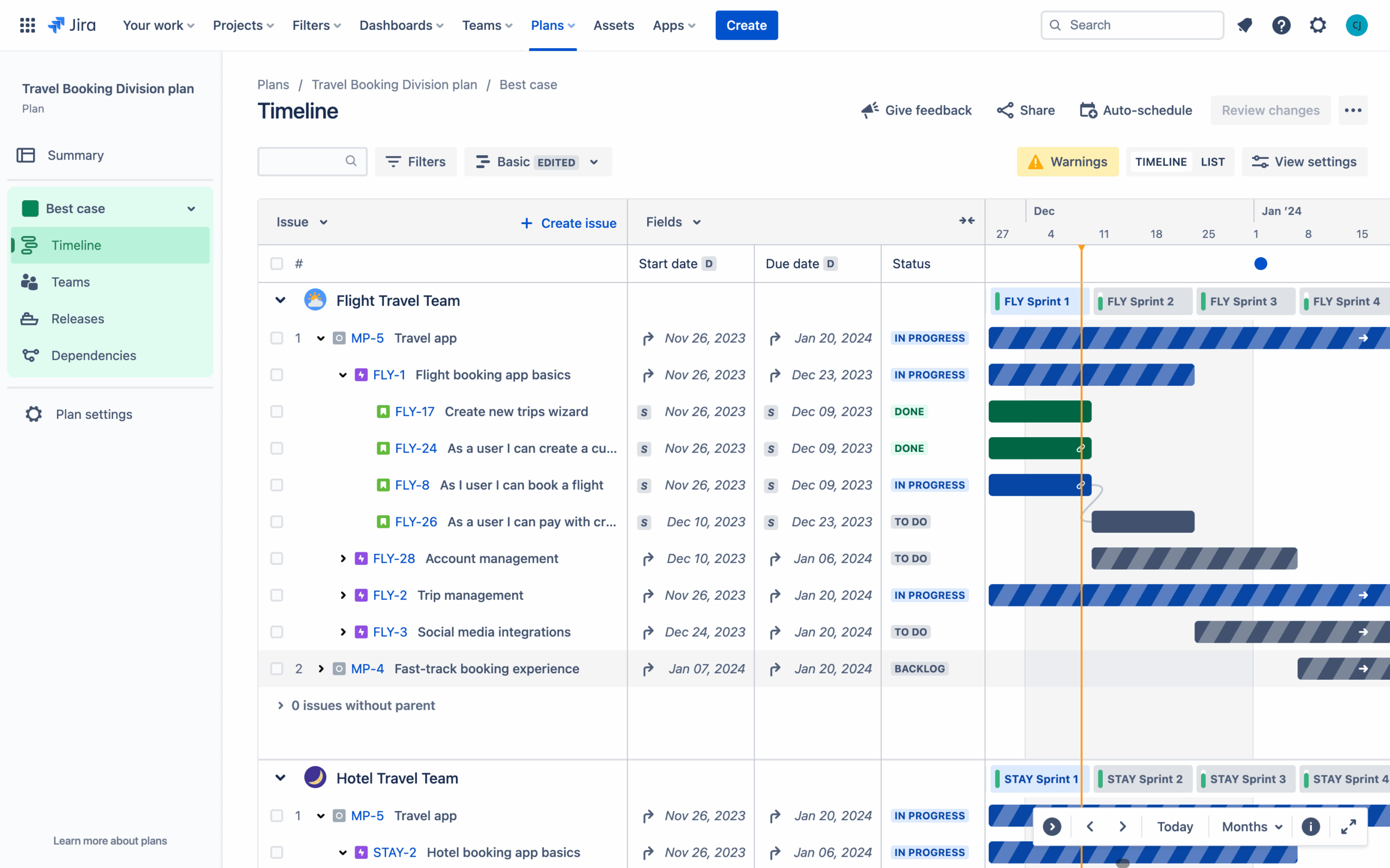 Jira advanced planning dashboard.