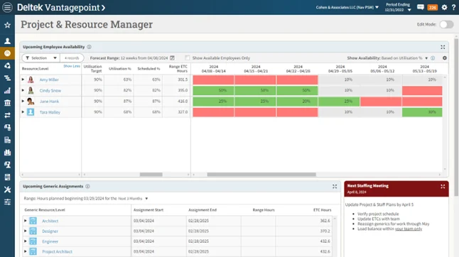 Screenshot with Deltek interface